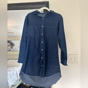 Dark Blue Button-Up Denim Dress